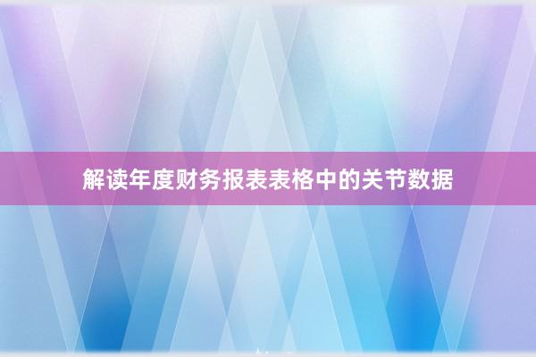 解读年度财务报表表格中的关节数据
